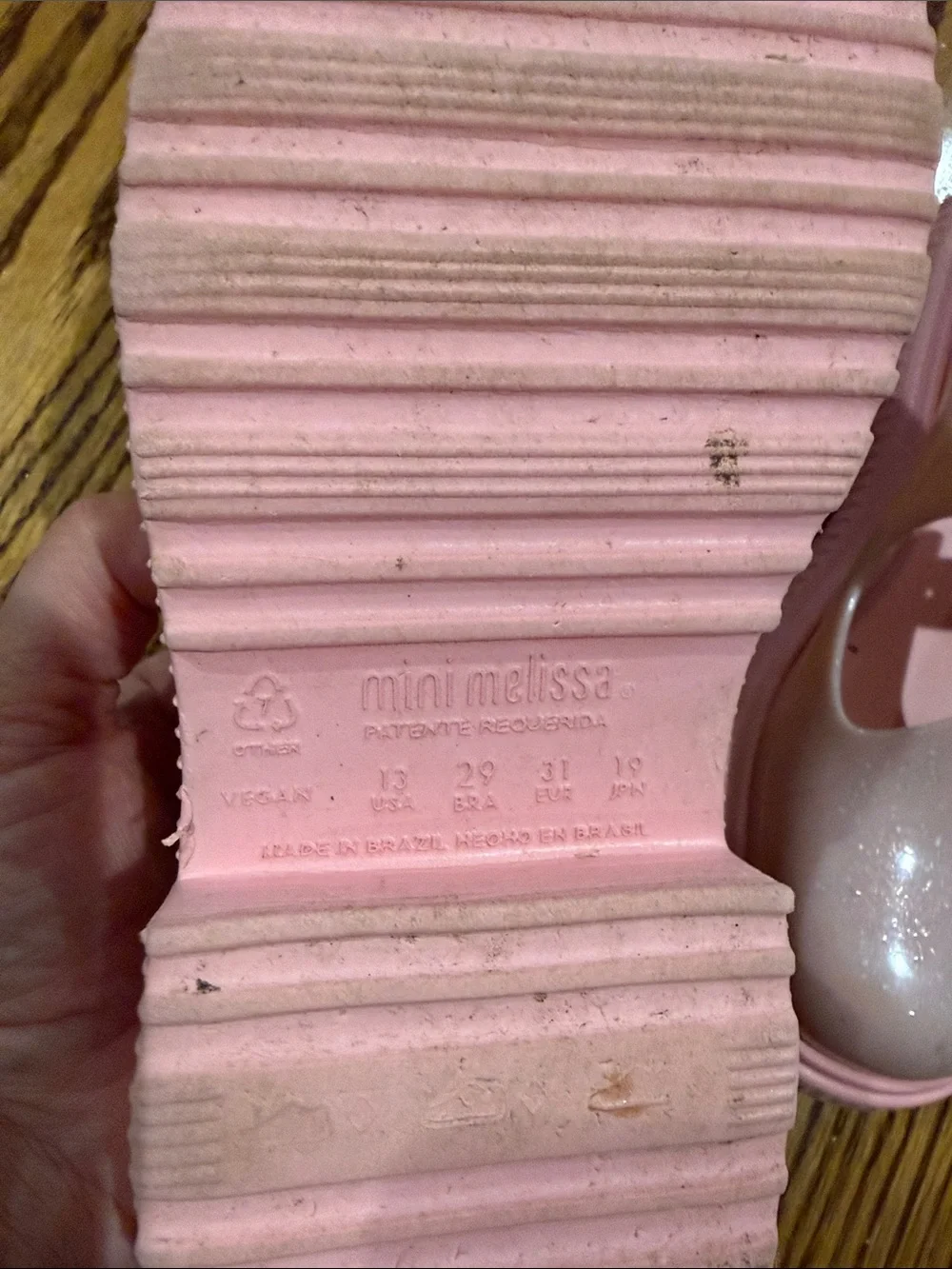 Mini Melissa Pink Glitter T-Strap Platform Mary Jane Shoes